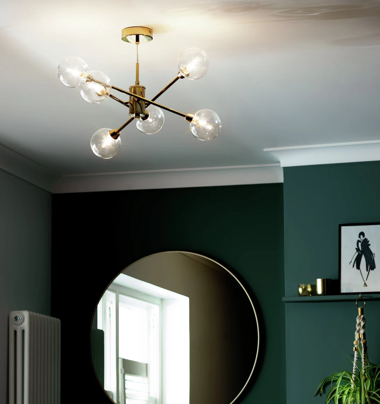 Habitat Glam 6 Light Glass Ceiling Light – Gold 9 Habitat Glam 6 Light Glass Ceiling Light – Gold - Image 7