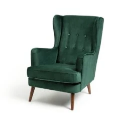 Habitat Callie Velvet Wingback Chair - Forest Green -Home Furnishings Store 7878486 R Z002A