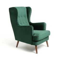 Habitat Callie Velvet Wingback Chair - Forest Green -Home Furnishings Store 7878486 R Z004A
