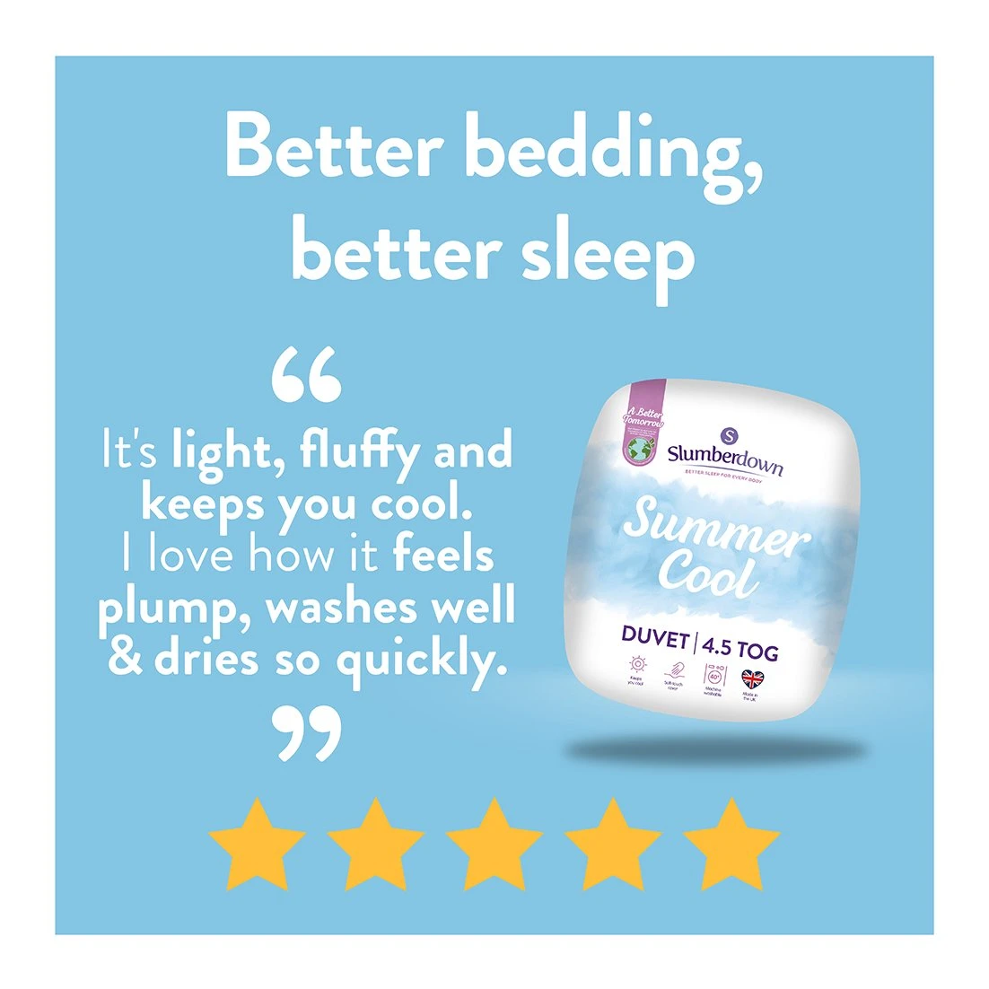 Slumberdown Summer Cool 4.5 Tog Duvet - Single 4 Slumberdown Summer Cool 4.5 Tog Duvet - Single - Image 2
