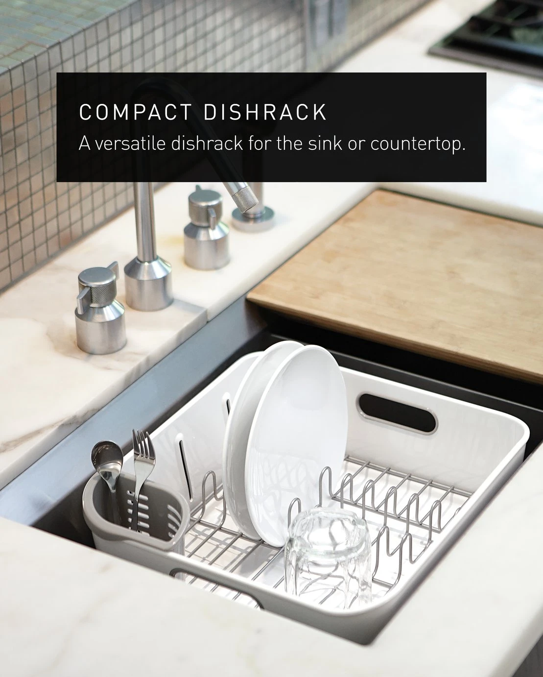 Simplehuman Compact Dish Rack - White 4 Simplehuman Compact Dish Rack - White - Image 2