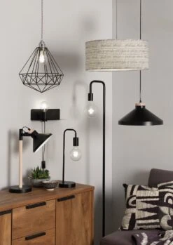 Habitat Rayner Industrial Floor Lamp - Black -Home Furnishings Store 8438399 R Z002C