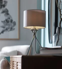 Habitat Tripod Table Lamp - Grey And Chrome -Home Furnishings Store 8569282 R Z002C
