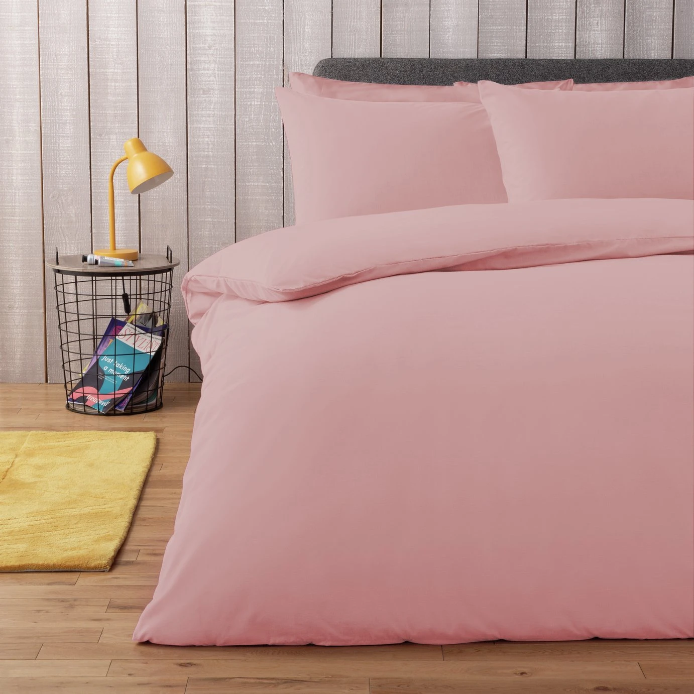 Habitat Cotton Rich Plain Blush Pink Bedding Set - Single 4 Habitat Cotton Rich Plain Blush Pink Bedding Set - Single - Image 2