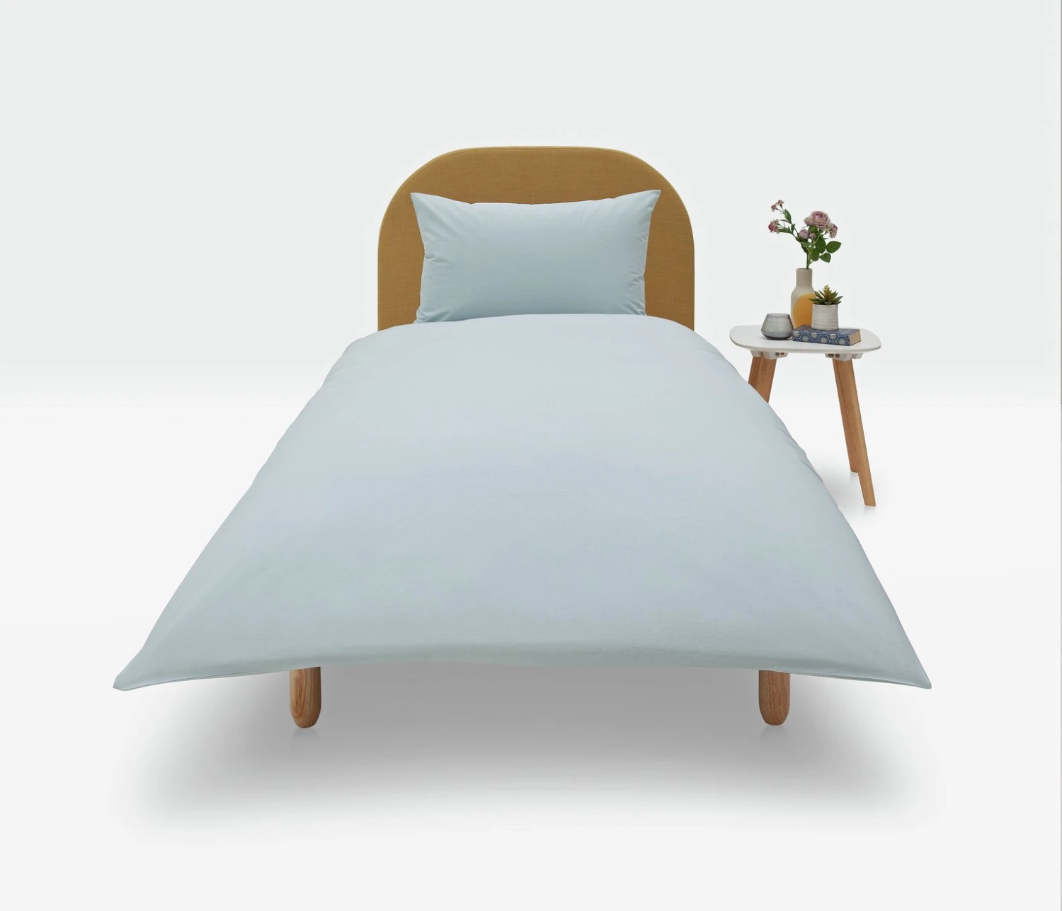 Habitat Cotton Rich Plain Duck Egg Bedding Set - Single 4 Habitat Cotton Rich Plain Duck Egg Bedding Set - Single - Image 2