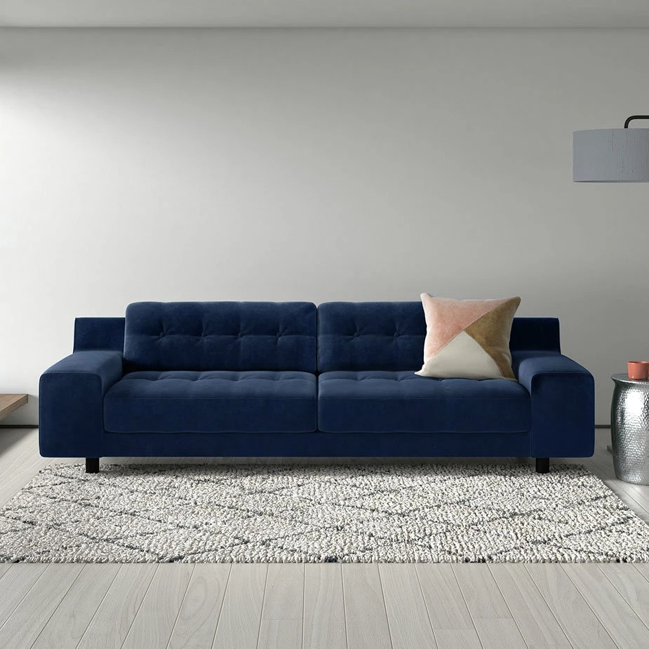 Habitat Hendricks Velvet 4 Seater Sofa - Ink Blue 4 Habitat Hendricks Velvet 4 Seater Sofa - Ink Blue - Image 2