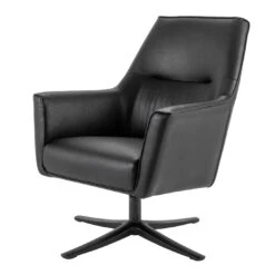 Habitat Rhett Faux Leather Swivel Chair - Black 10 Habitat Rhett Faux Leather Swivel Chair - Black -Home Furnishings Store 8774651 R Z002A