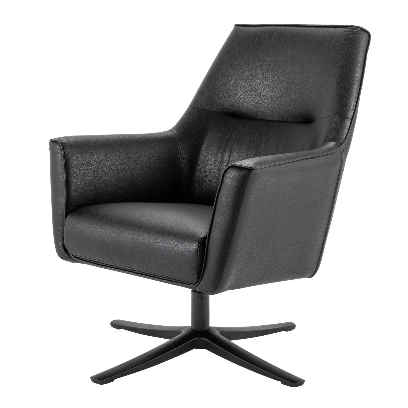 Habitat Rhett Faux Leather Swivel Chair - Black 5 Habitat Rhett Faux Leather Swivel Chair - Black - Image 3