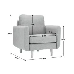 Habitat Remi Fabric Armchair In A Box - Light Grey -Home Furnishings Store 8896395 R Z020A