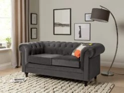 Habitat Chesterfield Velvet 2 Seater Sofa - Charcoal -Home Furnishings Store 8935782 R Z001C