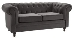 Habitat Chesterfield Velvet 2 Seater Sofa - Charcoal -Home Furnishings Store 8935782 R Z004A
