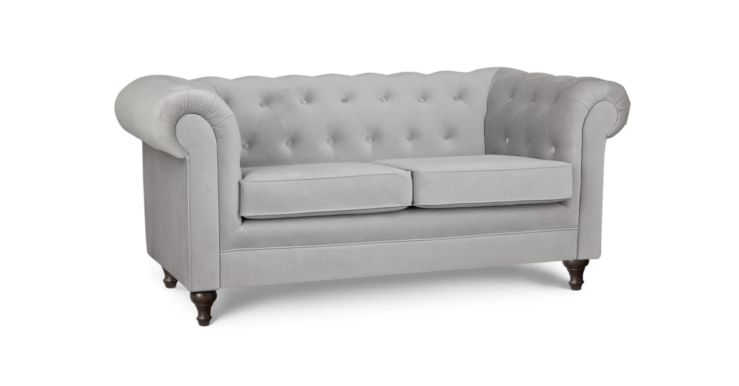 Habitat Chesterfield Velvet 2 Seater Sofa - Light Grey 7 Habitat Chesterfield Velvet 2 Seater Sofa - Light Grey - Image 5
