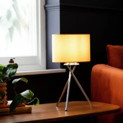 Habitat Tripod Table Lamp - Mustard And Chrome -Home Furnishings Store 8980531 R Z002A