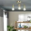 Habitat Rayner Steel 3 Light LED Flush Ceiling Light - Brass -Home Furnishings Store 9048946 R Z001A