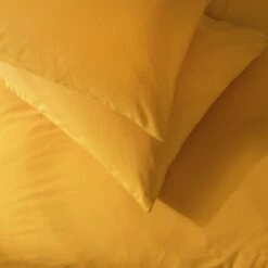 Habitat Stonewashed Cotton Plain Mustard Bedding Set -Double -Home Furnishings Store 9189252 R Z004C