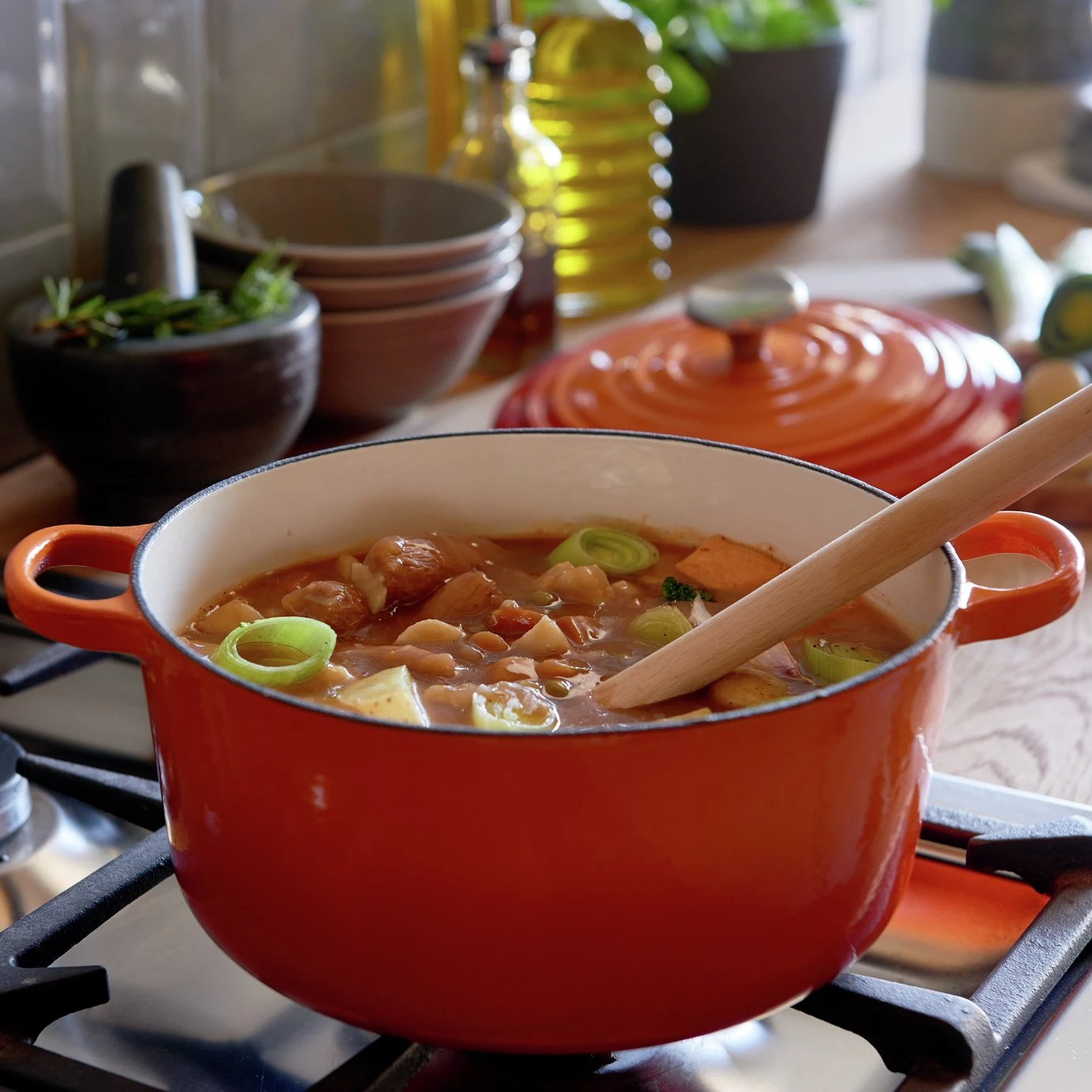 Habitat 3.3 Litre Cast Iron Casserole Dish - Orange 4 Habitat 3.3 Litre Cast Iron Casserole Dish - Orange - Image 2