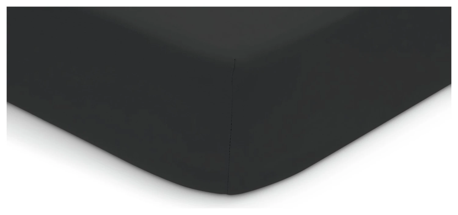 Habitat Washed Plain Charcoal Fitted Sheet - Double 3 Habitat Washed Plain Charcoal Fitted Sheet - Double