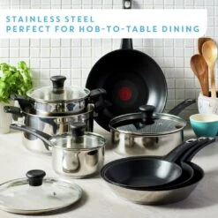 Tefal Jamie Oliver 24cm Non Stick Stainless Steel Frying Pan -Home Furnishings Store 9336373 R Z005A