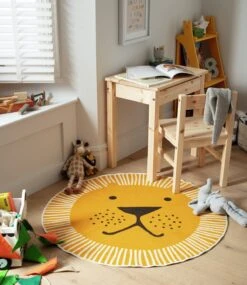 Habitat Kids Lion Face Circle Rug - Yellow - 100x100cm -Home Furnishings Store 9338065 R Z001C