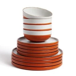 Habitat 12 Piece Stoneware Dinner Set - Rust Speckle -Home Furnishings Store 9361173 R Z002A