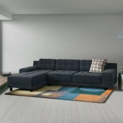 Habitat Hendricks Velvet Left Hand Corner Chaise Sofa-Green -Home Furnishings Store 9375554 R Z001C