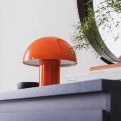 Habitat Ngami Mushroom Aluminium LED Touch Table Lamp-Orange -Home Furnishings Store 9381672 R Z002C