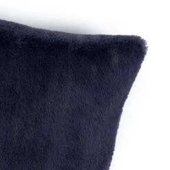 Habitat Plain Faux Fur Cushion - Navy - 43x43cm -Home Furnishings Store 9393804 R Z005A