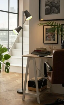 Habitat Iras Double Head Floor Lamp - Grey -Home Furnishings Store 9404779 R Z002C