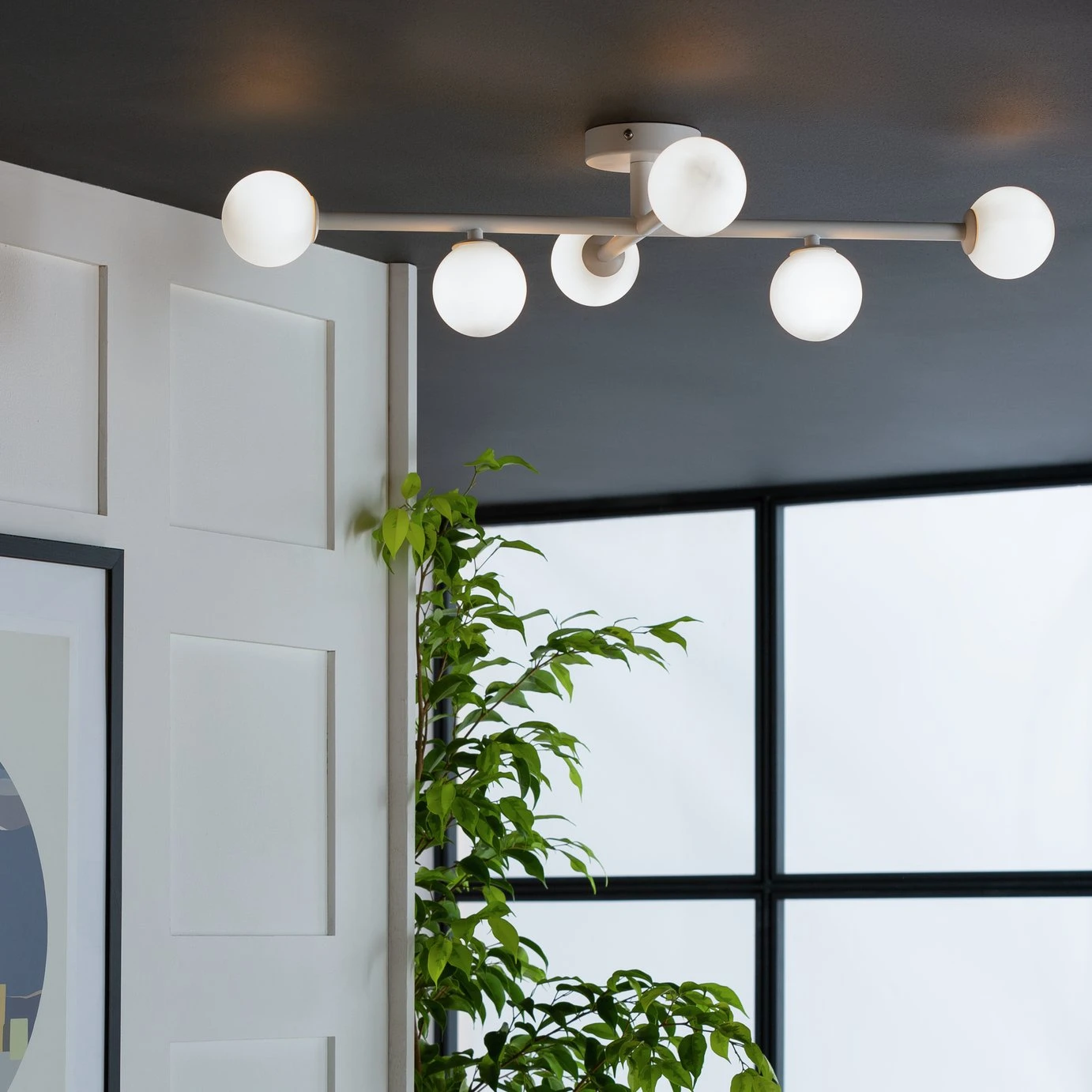 Habitat Alonso 6 Light Flush To Ceiling Light - White 3 Habitat Alonso 6 Light Flush To Ceiling Light - White