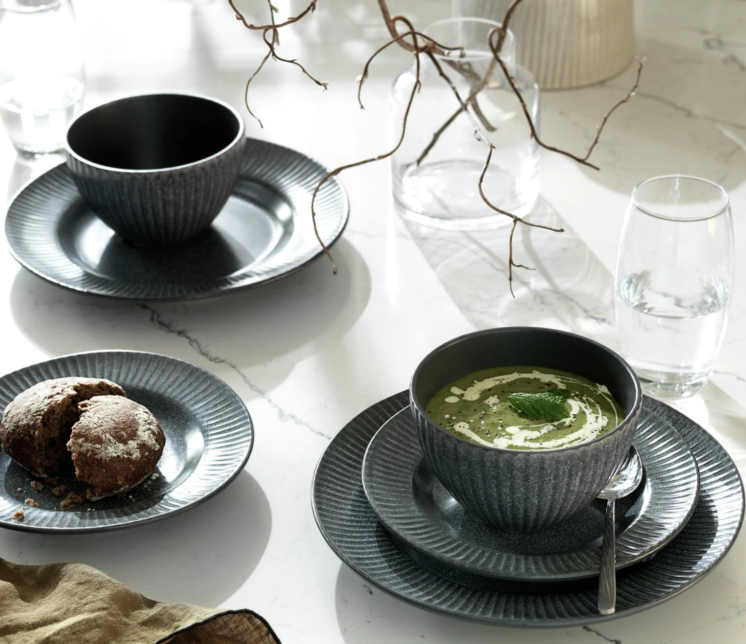 Habitat 12 Piece Stoneware Felicity Dinner Set - Blue 4 Habitat 12 Piece Stoneware Felicity Dinner Set - Blue - Image 2