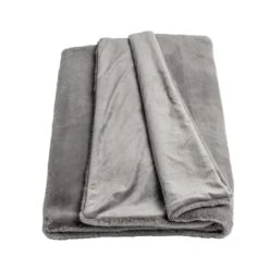 Habitat Faux Fur Plain Throw - Grey - 125x150cm