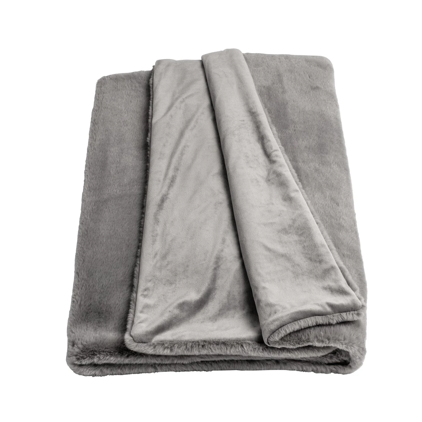 Habitat Faux Fur Plain Throw - Grey - 125x150cm 3 Habitat Faux Fur Plain Throw - Grey - 125x150cm