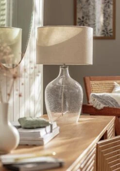Habitat Abas Glass Table Lamp - Clear & Cream -Home Furnishings Store 9489732 R Z002C