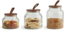Habitat Set Of 3 Glass Jar Set -Home Furnishings Store 9491672 R Z004A