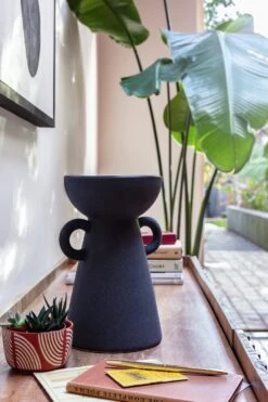 Habitat Large Ceramic Vase With Handles - Black -Home Furnishings Store 9509131 R Z005C