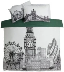 Habitat London Skyline Print Black &White Bedding Set-Single 12 Habitat London Skyline Print Black &White Bedding Set-Single -Home Furnishings Store 9511026 R Z002A