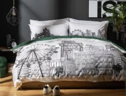 Habitat London Skyline Print Black &White Bedding Set-Single 15 Habitat London Skyline Print Black &White Bedding Set-Single -Home Furnishings Store 9511026 R Z005A