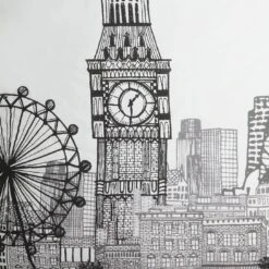 Habitat London Skyline Print Black &White Bedding Set-Single 17 Habitat London Skyline Print Black &White Bedding Set-Single -Home Furnishings Store 9511026 R Z017A