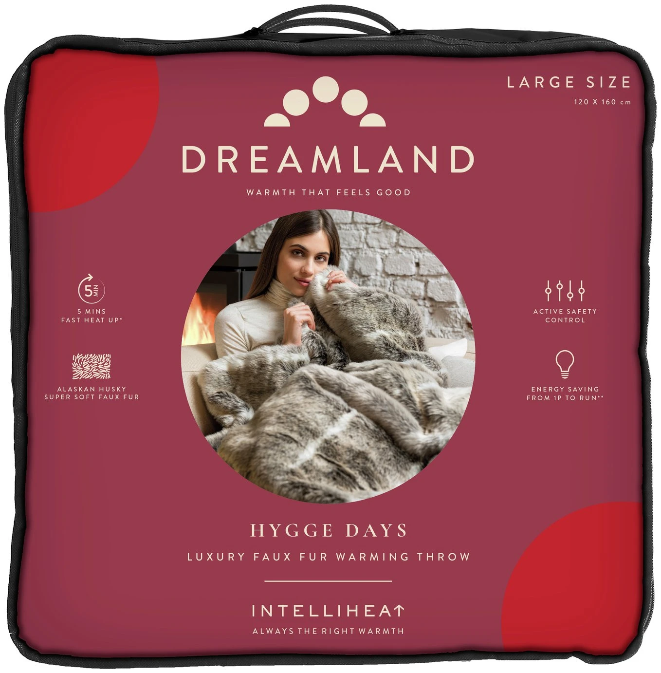 Dreamland Luxury Faux Fur Husky Heated Throw - Large 3 Dreamland Luxury Faux Fur Husky Heated Throw - Large