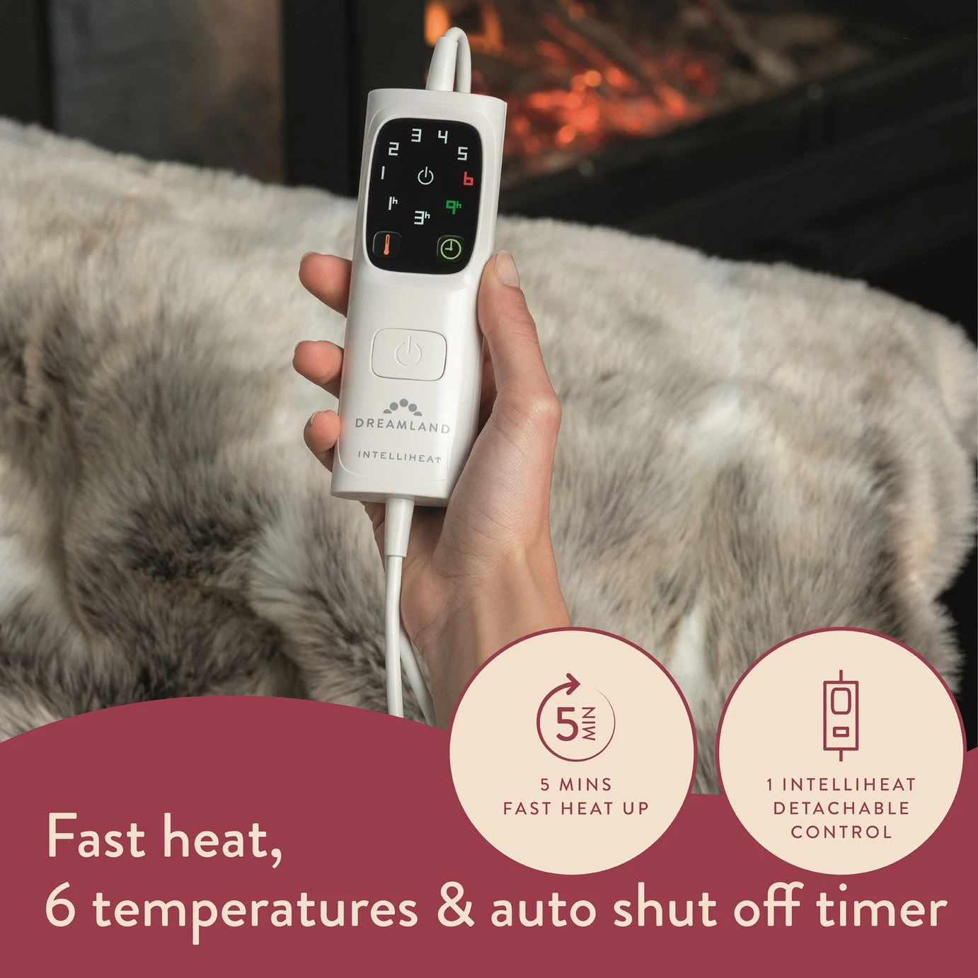 Dreamland Luxury Faux Fur Husky Heated Throw - Large 6 Dreamland Luxury Faux Fur Husky Heated Throw - Large - Image 4