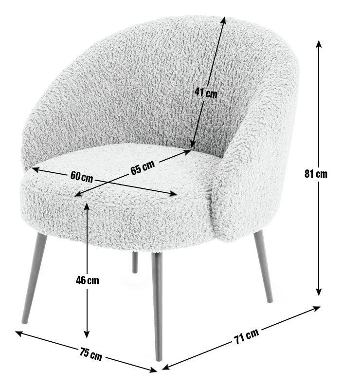 Habitat Ash Boucle Accent Chair - Cream 6 Habitat Ash Boucle Accent Chair - Cream - Image 4