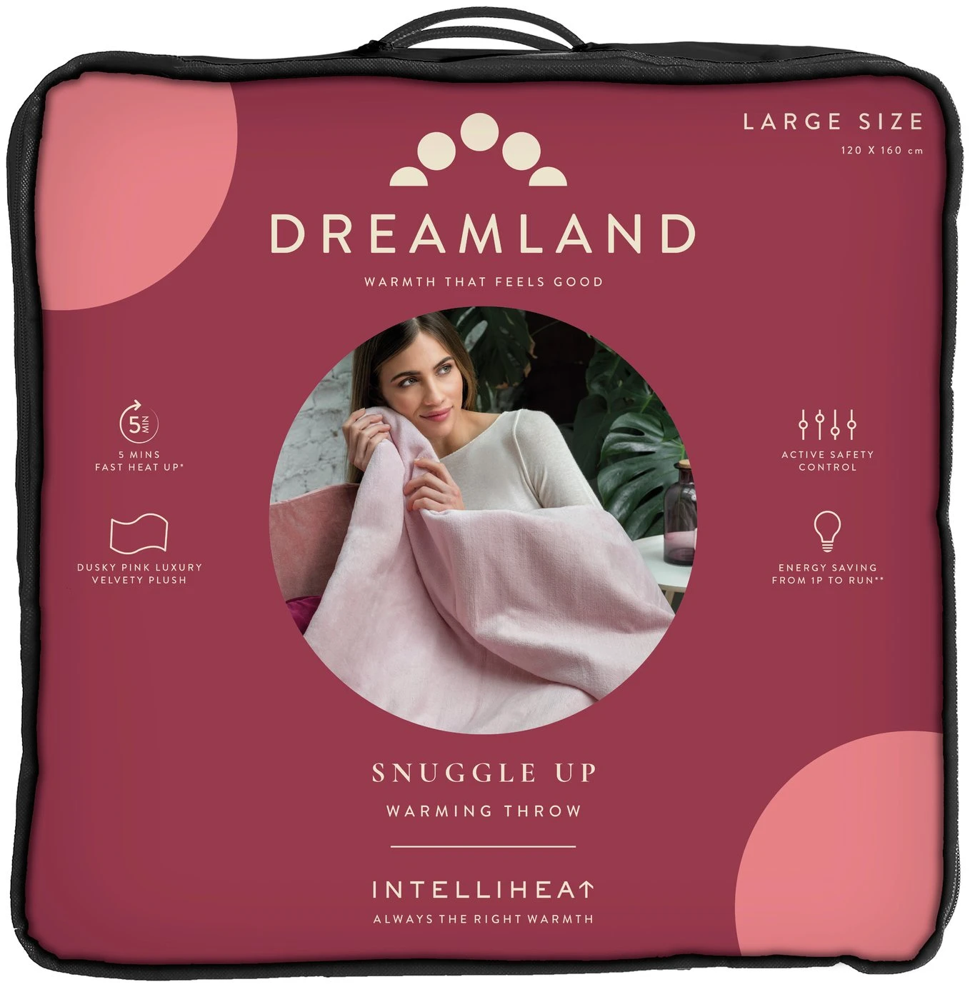 Dreamland Snuggle Up Pink Heated Throw - Large 3 Dreamland Snuggle Up Pink Heated Throw - Large
