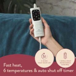 Dreamland Snuggle Up Teal Heated Throw - Large -Home Furnishings Store 9562745 R Z004A