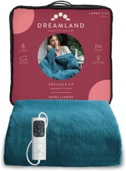 Dreamland Snuggle Up Teal Heated Throw - Large -Home Furnishings Store 9562745 R Z007A