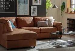 Habitat Florence Leather Left Hand Corner Chaise Sofa - Tan -Home Furnishings Store 9578746 R Z001C