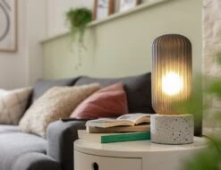 Habitat Rallie Smoked Glass Terrazzo Table Lamp – Grey -Home Furnishings Store 9595396 R Z002C