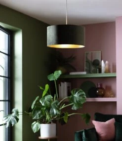 Habitat Gaia Velvet & Foil 40cm Drum Shade - Chive 16 Habitat Gaia Velvet & Foil 40cm Drum Shade - Chive -Home Furnishings Store 9602564 R Z002C