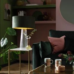 Habitat Gaia Velvet & Foil 40cm Drum Shade - Chive 17 Habitat Gaia Velvet & Foil 40cm Drum Shade - Chive -Home Furnishings Store 9602564 R Z003C