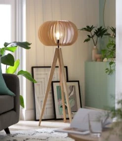 Habitat Achille Ash Wooden Tripod Floor Lamp - Oak -Home Furnishings Store 9615489 R Z002C