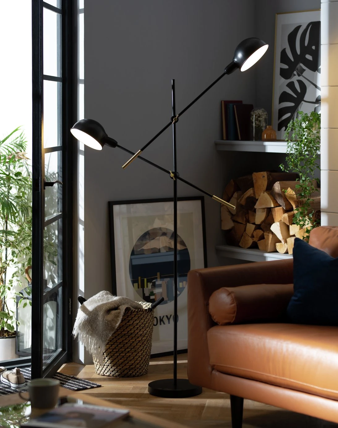 Habitat Jalonee Double Arm Floor Lamp - Black & Brass 3 Habitat Jalonee Double Arm Floor Lamp - Black & Brass